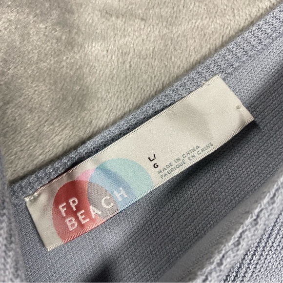 Free People Beach Avenue Cotton Double V Neck Knit Wide Leg Jumpsuit Size L - Picture 7 of 9